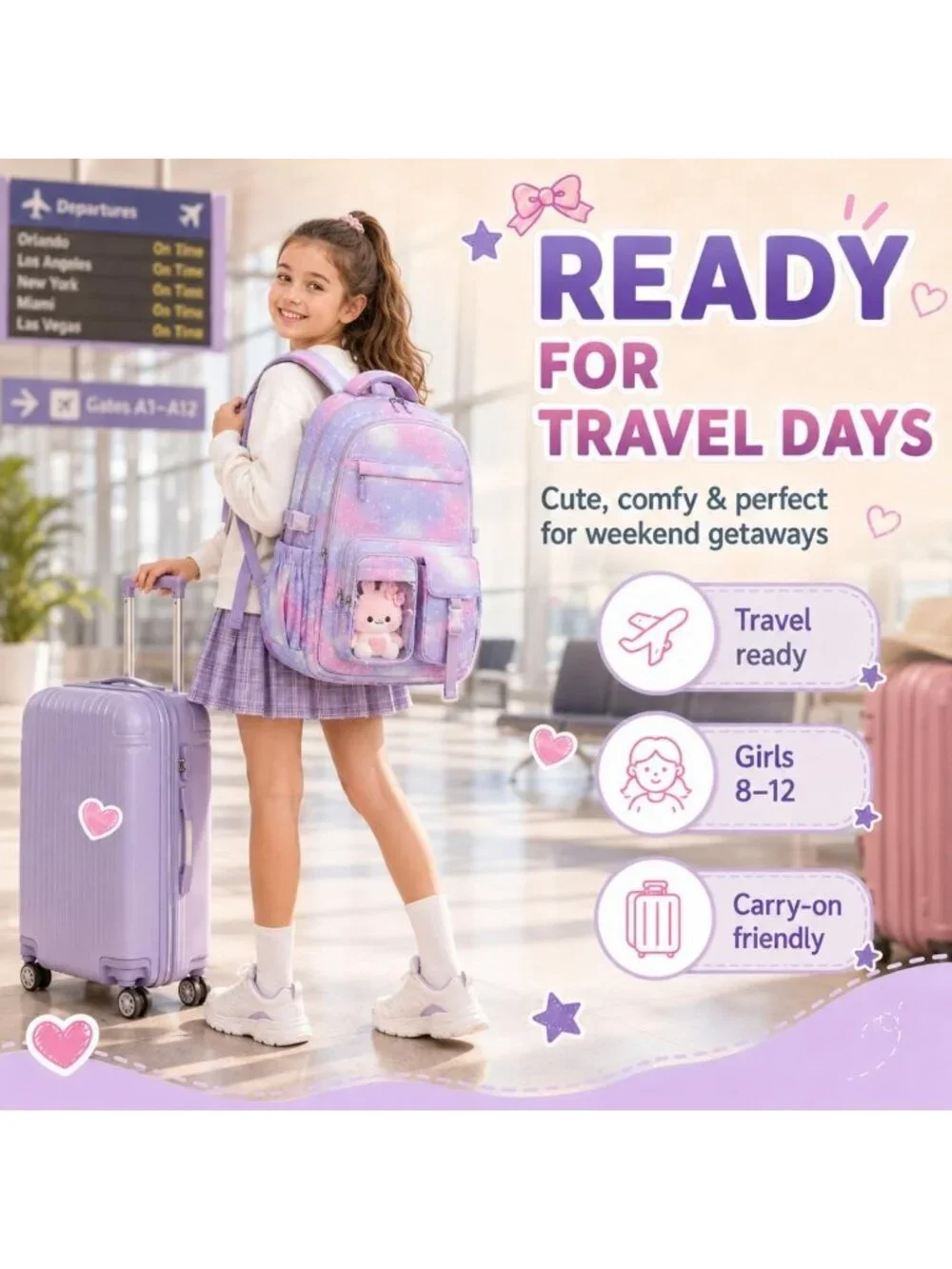 Cute Corduroy Kids Backpack for Girls | Stylish School Bag + 40 oz Tumbler Set